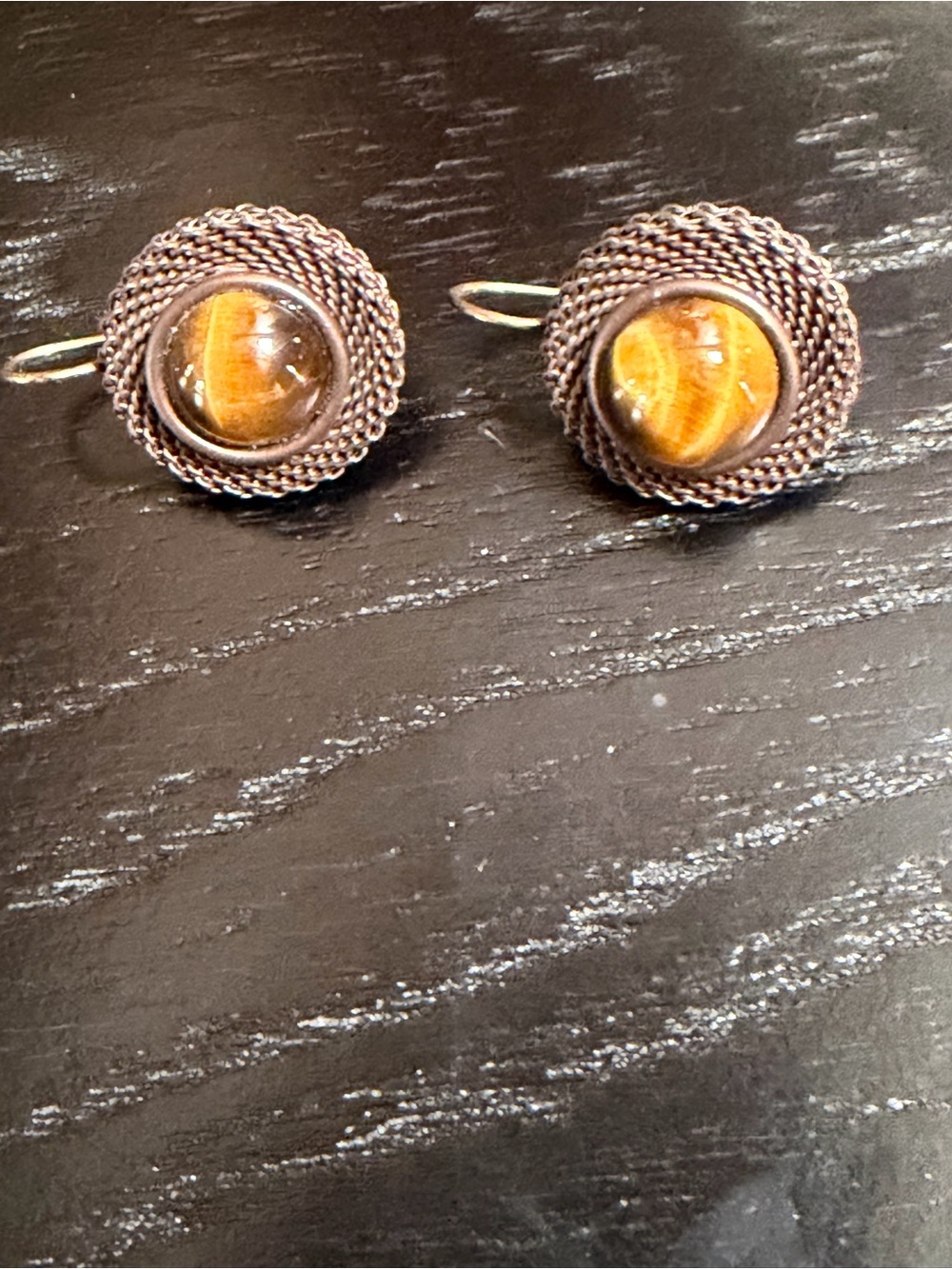 Women’s Tiger Eye Drop Earrings - Brown Wirework Design